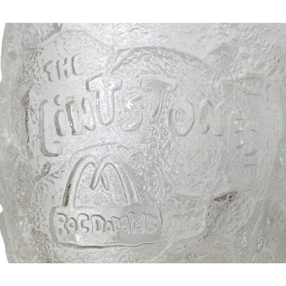 (2) McDonald's Flintstones Cups 1993 Collectible Glass Mug Bedrock Stone Handles - Picture 2 of 12